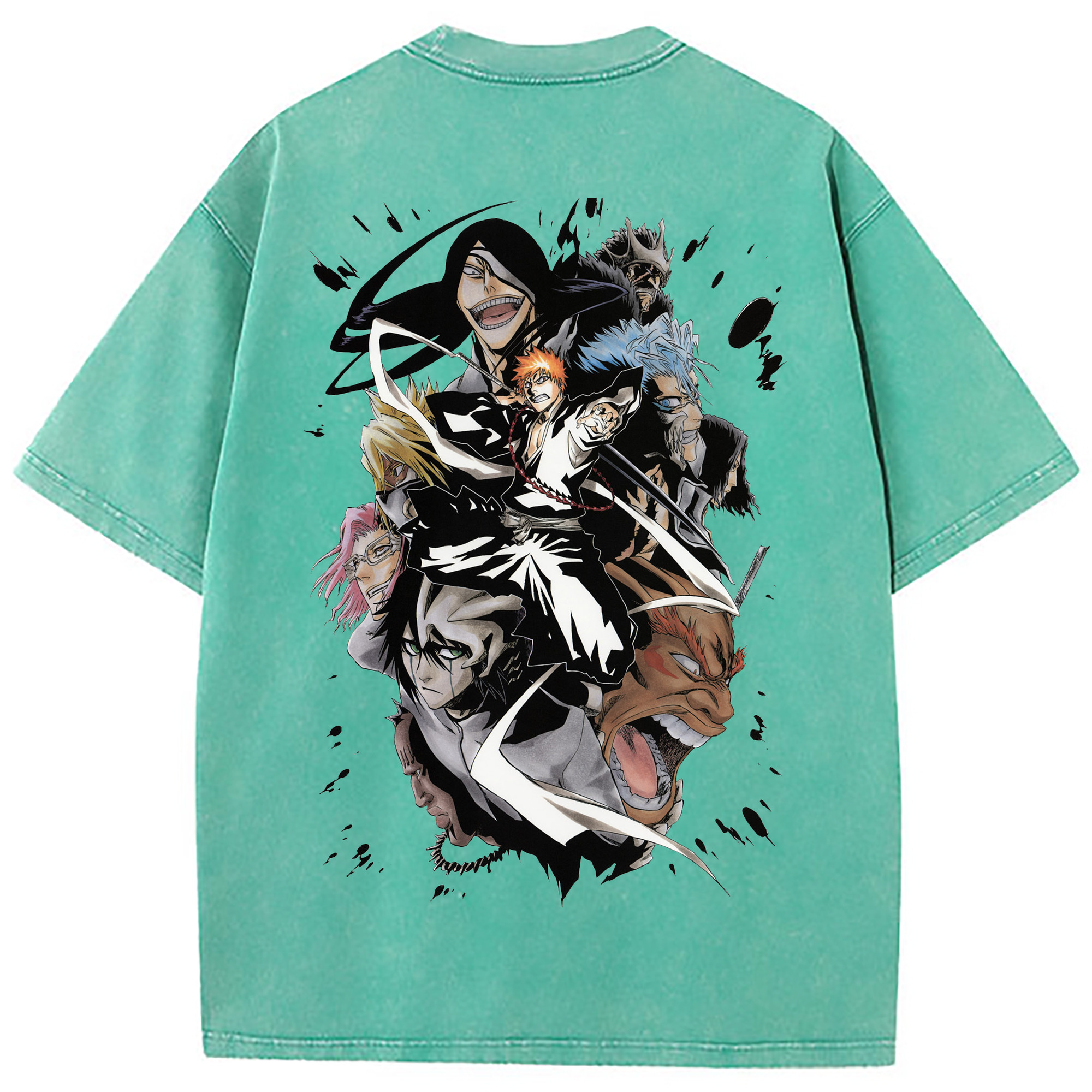 （画像用） ブリーチ 黒崎一護（くろさき いちご）BLEACH Kurosaki Ichigo 綿100% ヴィンテージ風 半袖Tシャツ（背面プリント）